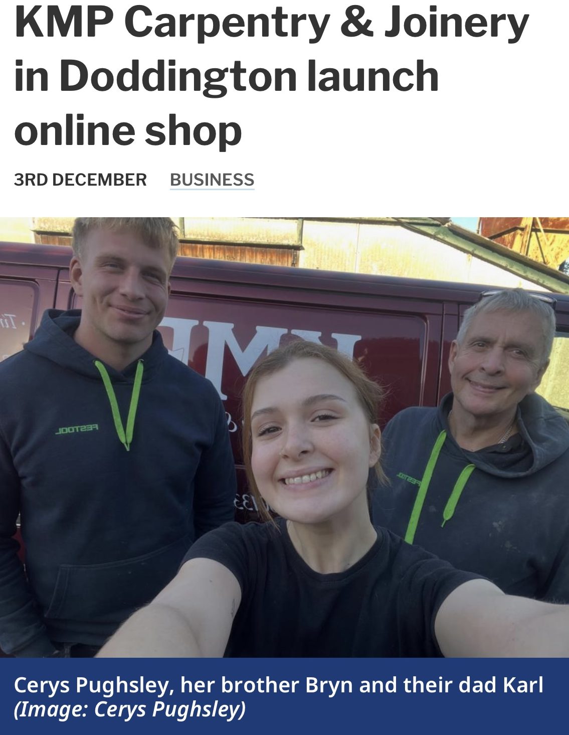 KMP Carpentry & Joinery featured in The Cambs Times newspaper for personalised wooden gifts and bespoke joinery in Cambridgeshire.