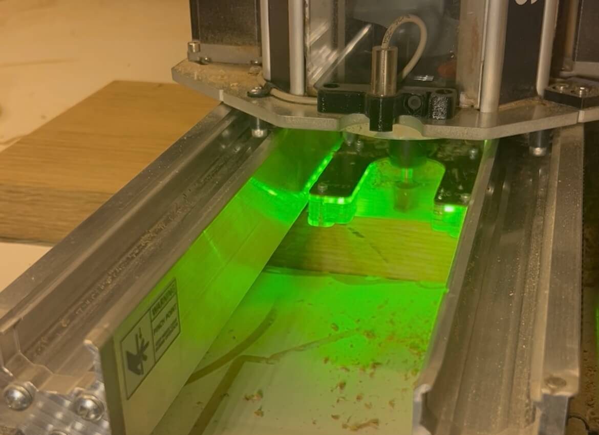 CNC router machining sample timber component for pre-production approval and batch manufacturing.