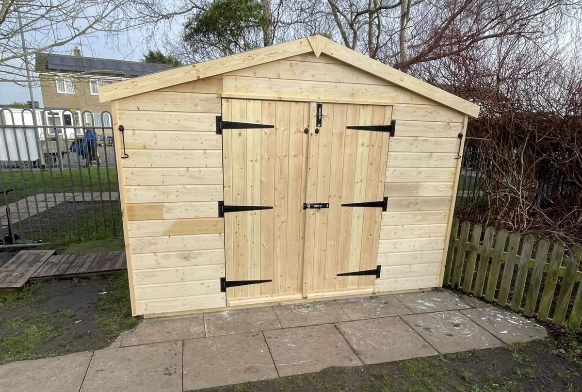 Bespoke timber storage shed built for a local primary school in Cambridgeshire.