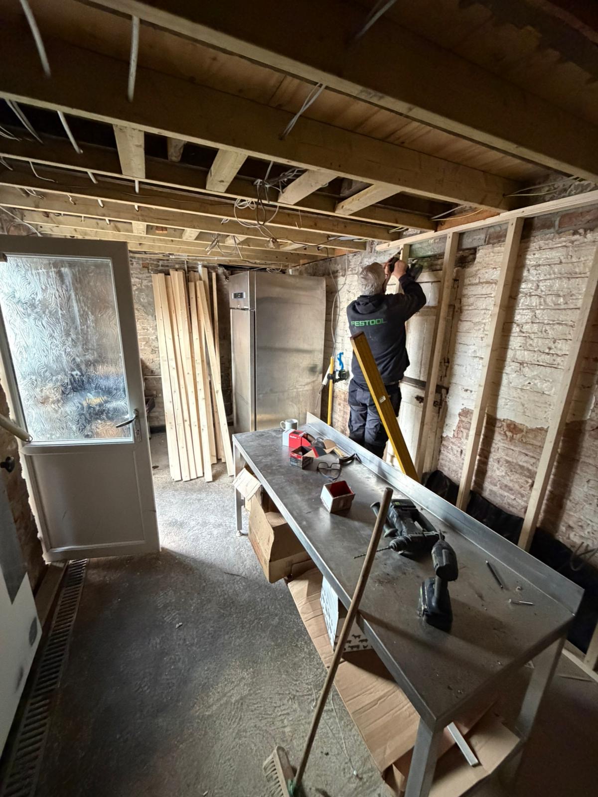 Commercial carpentry work during butchers fit out project in March Cambridgeshire.