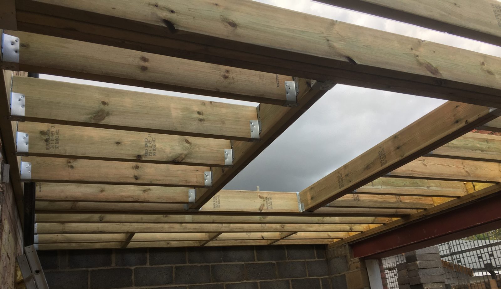 Roof structure built as part of a commercial carpentry project in Cambridgeshire.