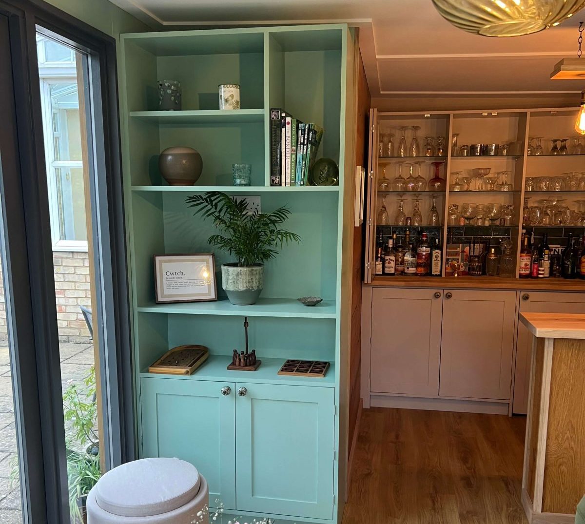 Bespoke fitted alcove storage and joinery in a Cambridgeshire home by KMP Carpentry & Joinery.