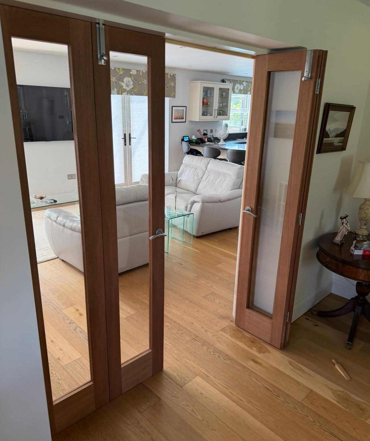 Bespoke internal bi-fold doors fitted with hardware to match the home, March, Cambridgeshire.