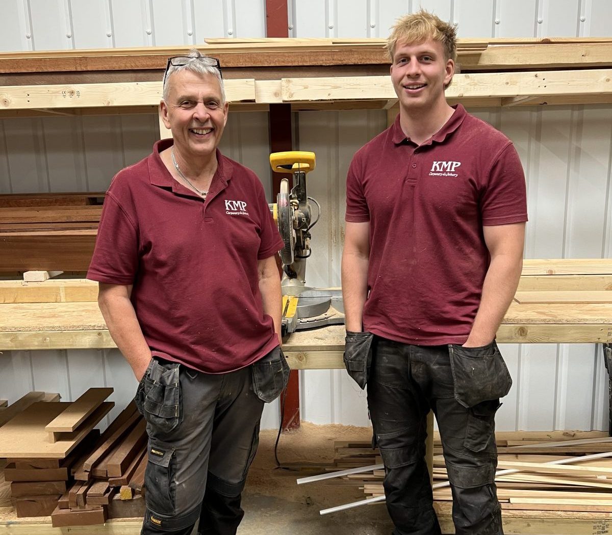 Karl and Bryn from KMP Carpentry & Joinery in their Cambridgeshire workshop.
